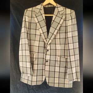 Celano's Suit Jacket Chicago Mob Headquarters Michigan Ave Wool Grey White Plaid